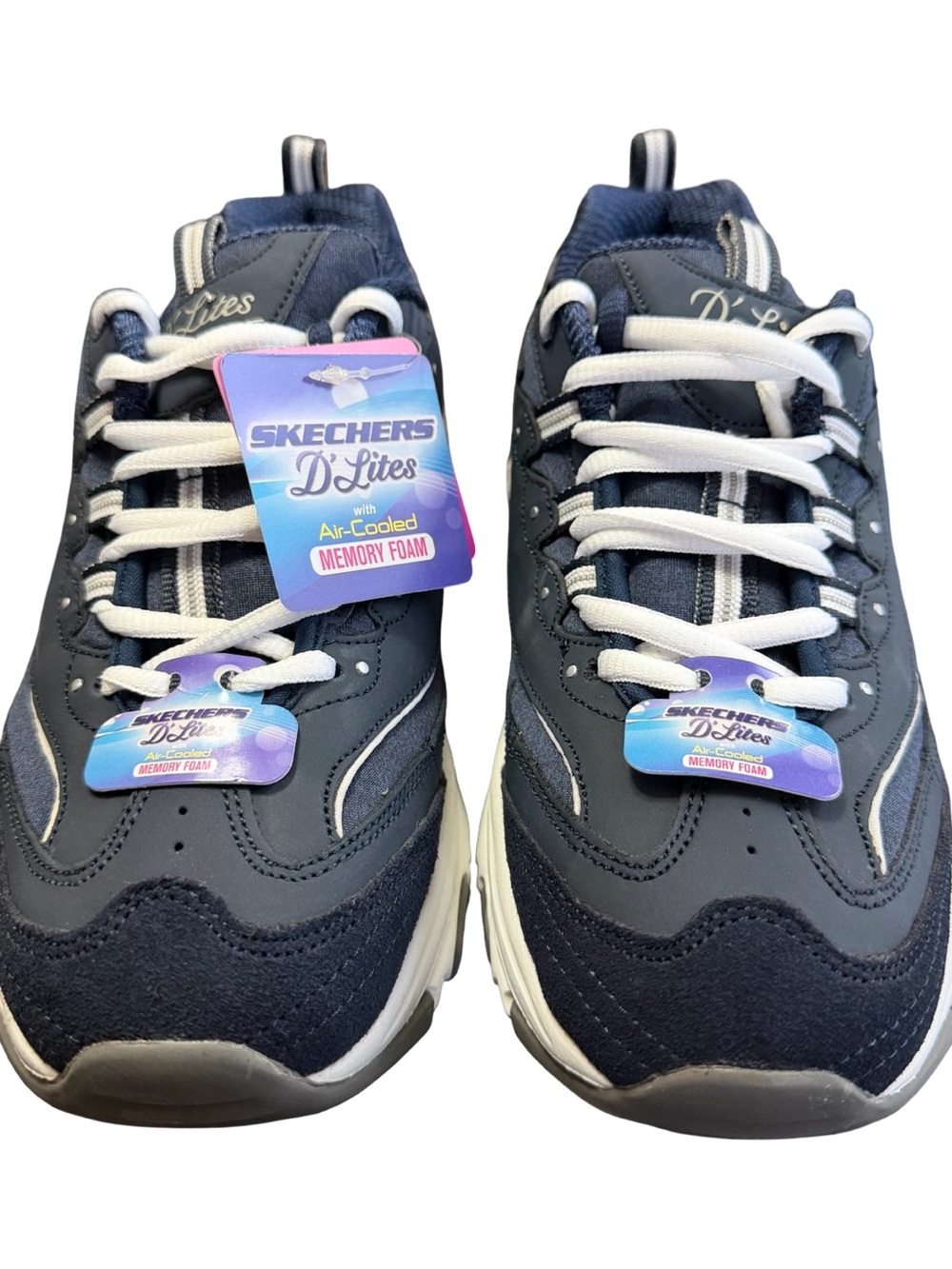 Skechers Kids Navy and White D'Lites Memory Foam Sneakers
